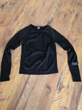 PINK Victoria's Secret Black Long-Sleeve Pullover Activewear